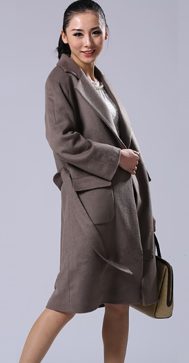 European style long wool overcoat for ladies