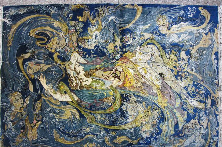 Hand Knotted Silk tapestry Sea Daughter61*91CM